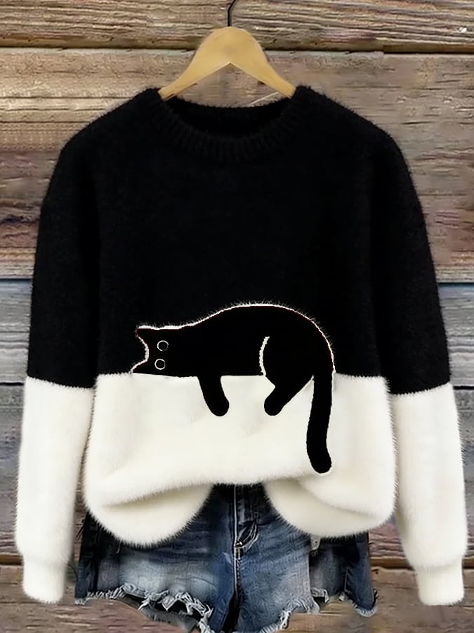 Luna | Damska Bluza z Grafiką Kota