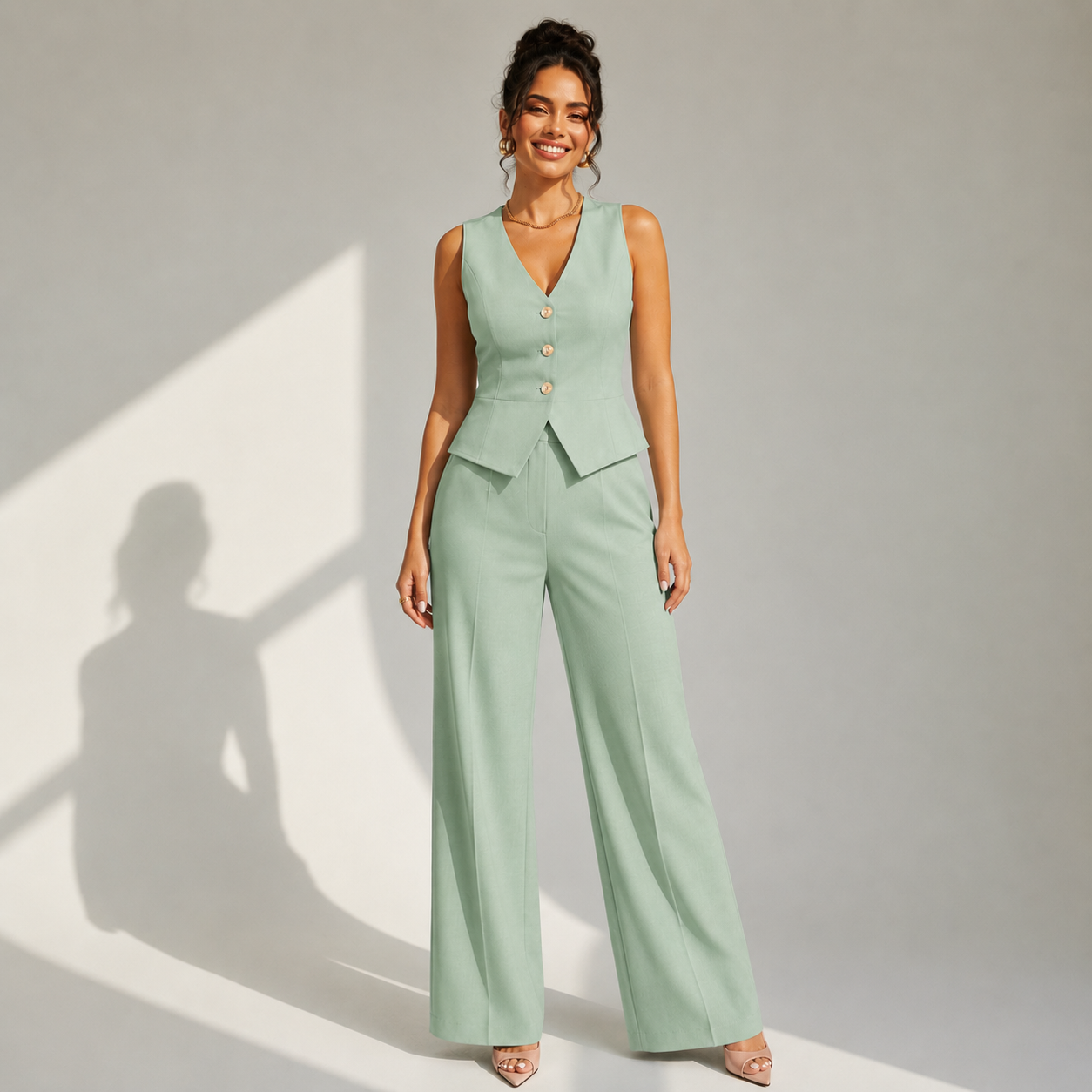 Valentina | Elegancki komplet kamizelki i spodni Wide Leg