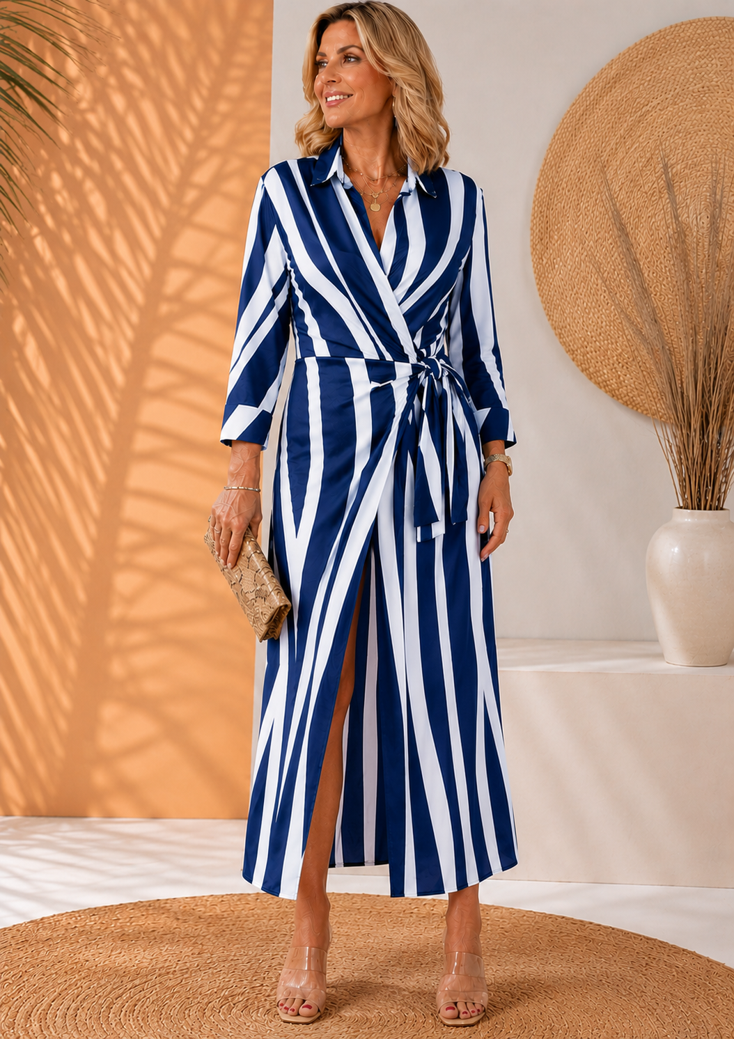 Hannah | Elegancka Sukienka Maxi z Wiązaniem