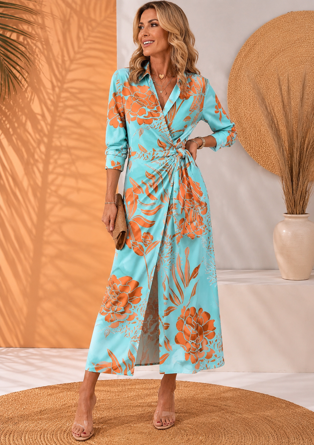 Hannah | Elegancka Sukienka Maxi z Wiązaniem