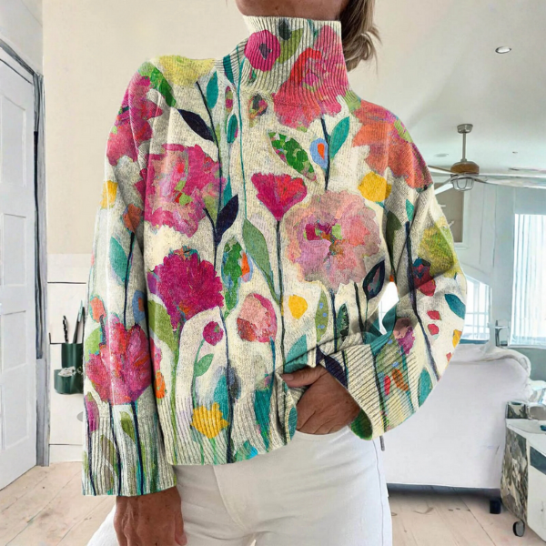 Eliza | Vintage Sweter z Wysokim Kołnierzem