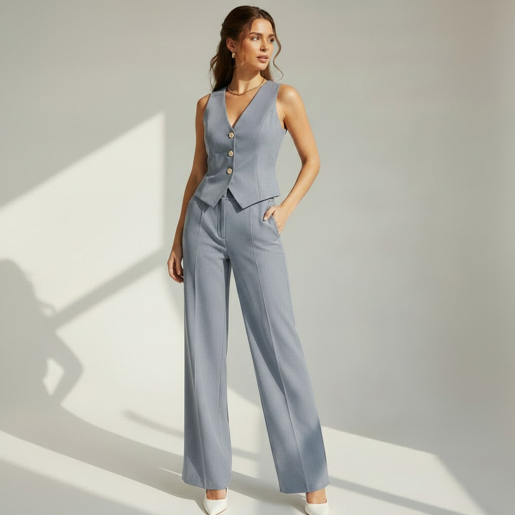 Valentina | Elegancki komplet kamizelki i spodni Wide Leg