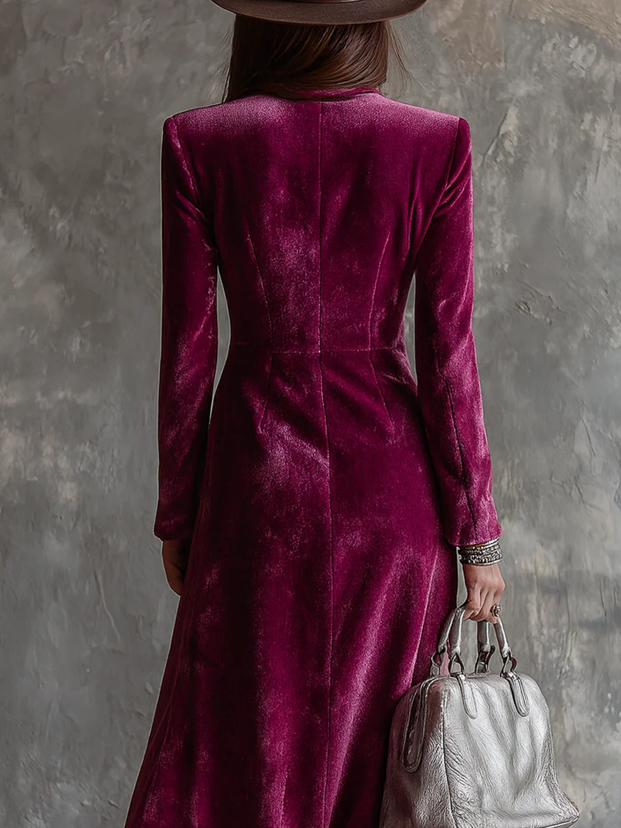 Magdalena | Welurowa Sukienka Blazer Maxi