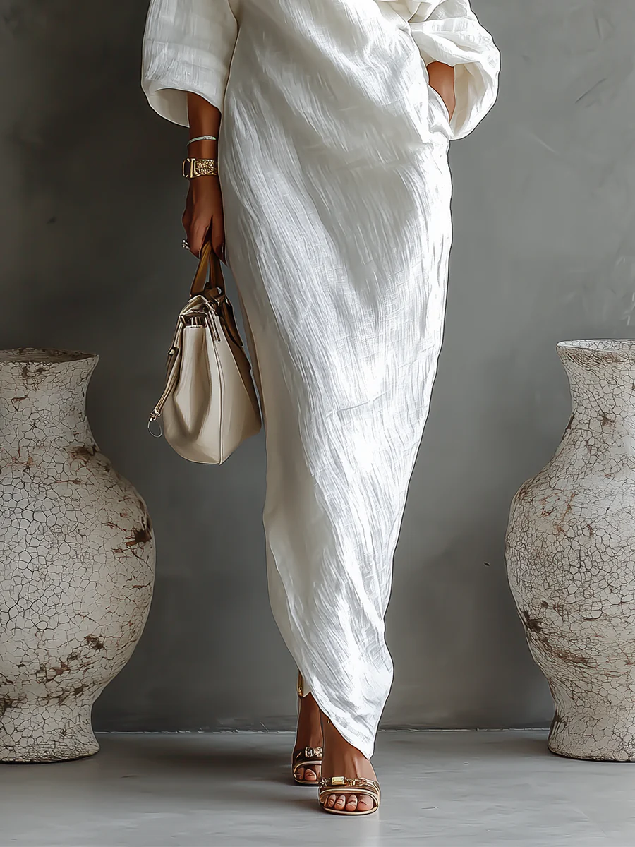 Pryvella – Elegancka sukienka jednoramienna maxi