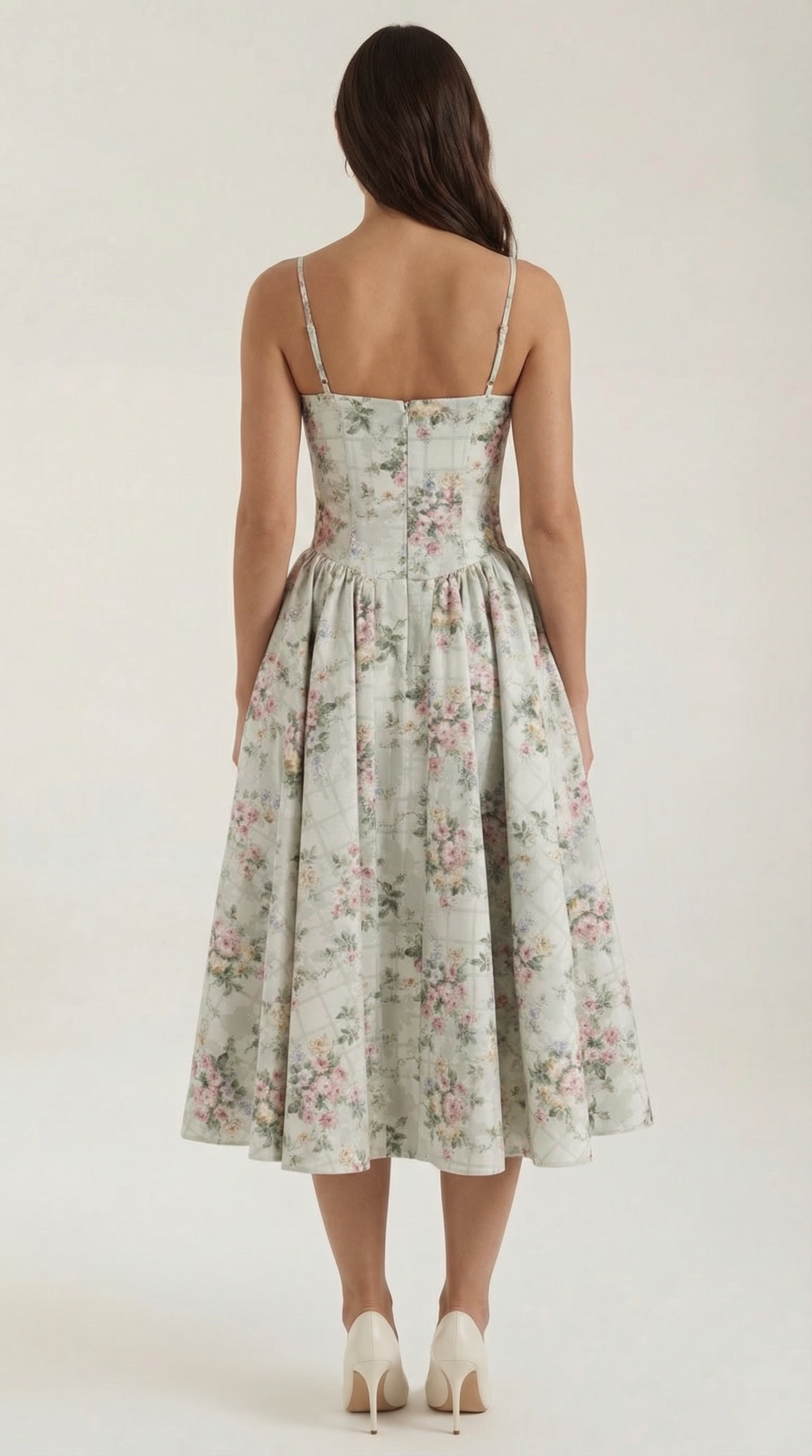 Odette | Elegancka sukienka midi z rozkloszowanym dołem i gorsetem
