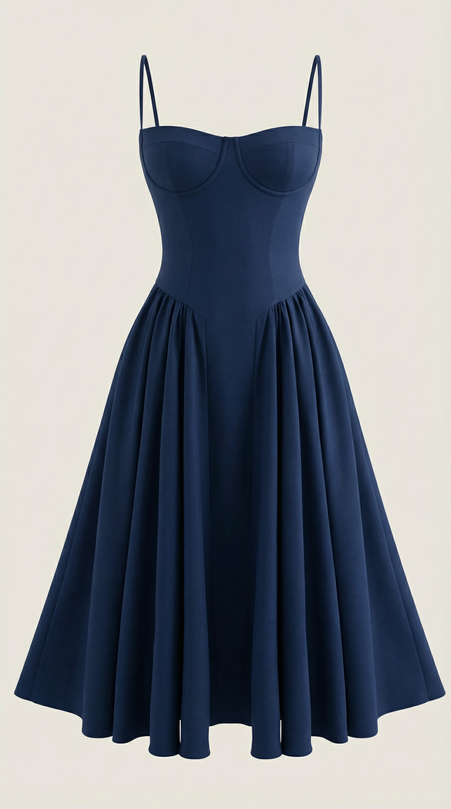 Odette | Elegancka sukienka midi z rozkloszowanym dołem i gorsetem