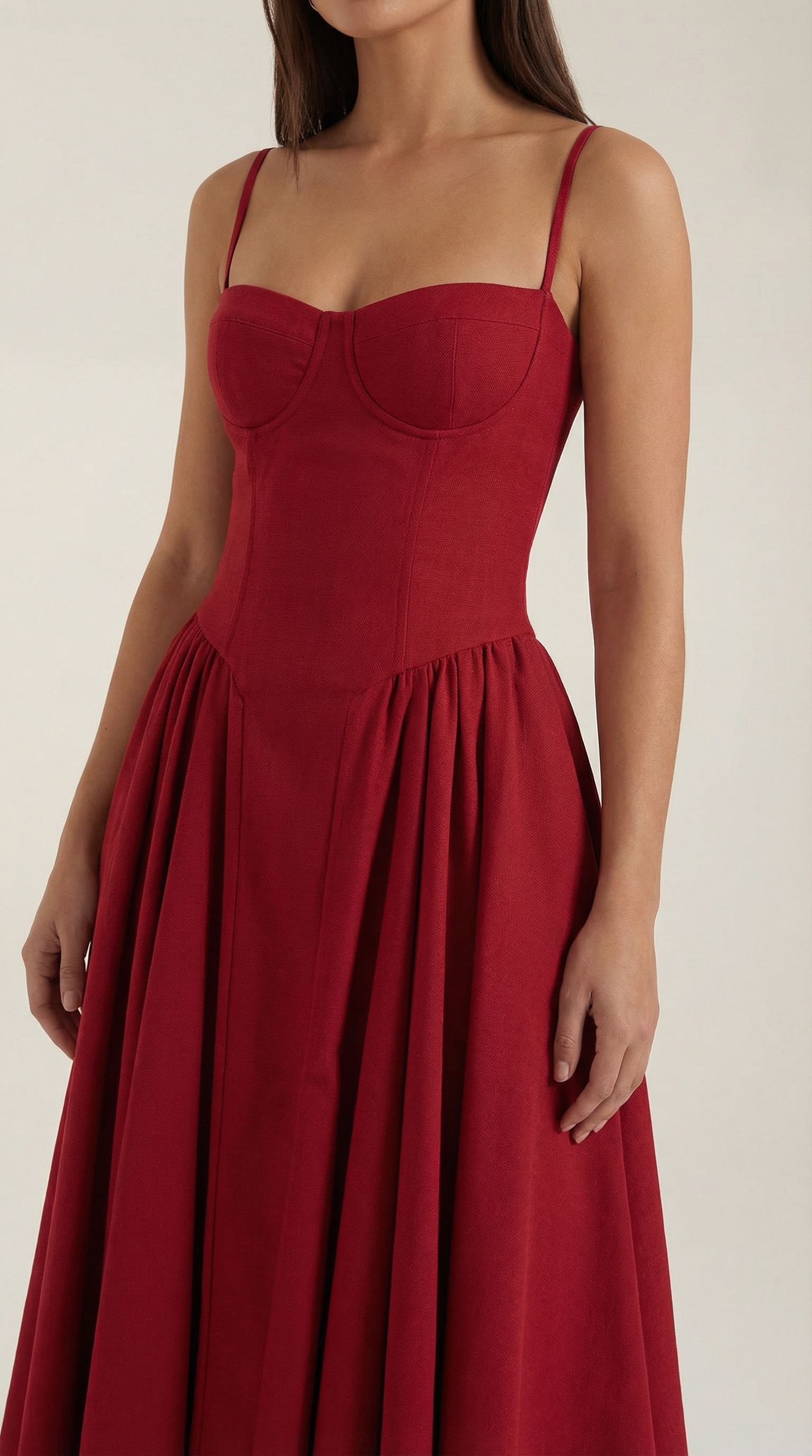 Odette | Elegancka sukienka midi z rozkloszowanym dołem i gorsetem