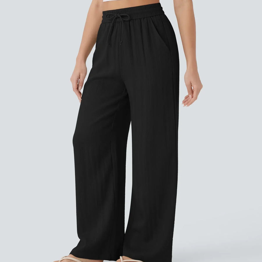 Zafeiria | Zwiewne Spodnie Wide Leg o Luźnym Kroju