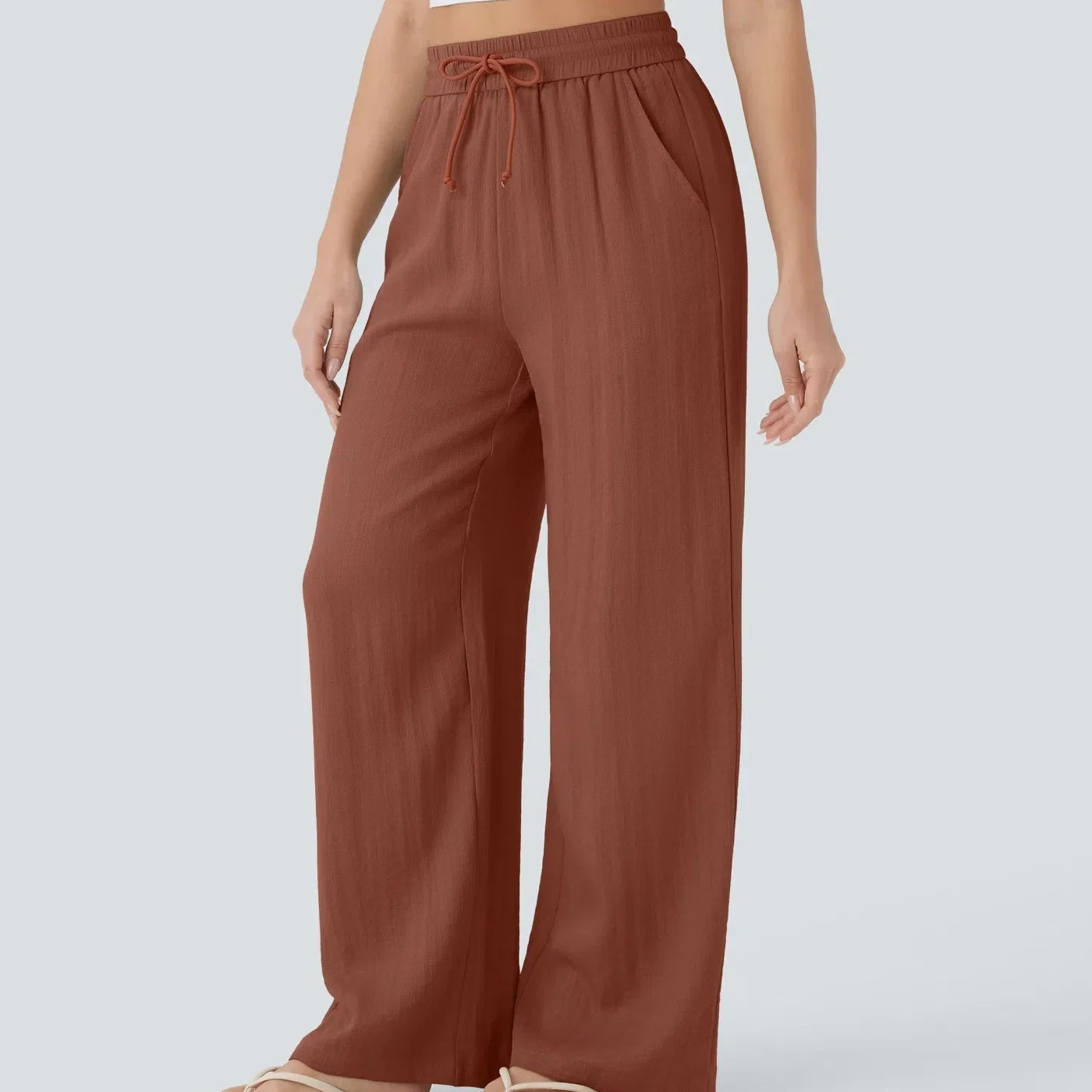 Zafeiria | Zwiewne Spodnie Wide Leg o Luźnym Kroju
