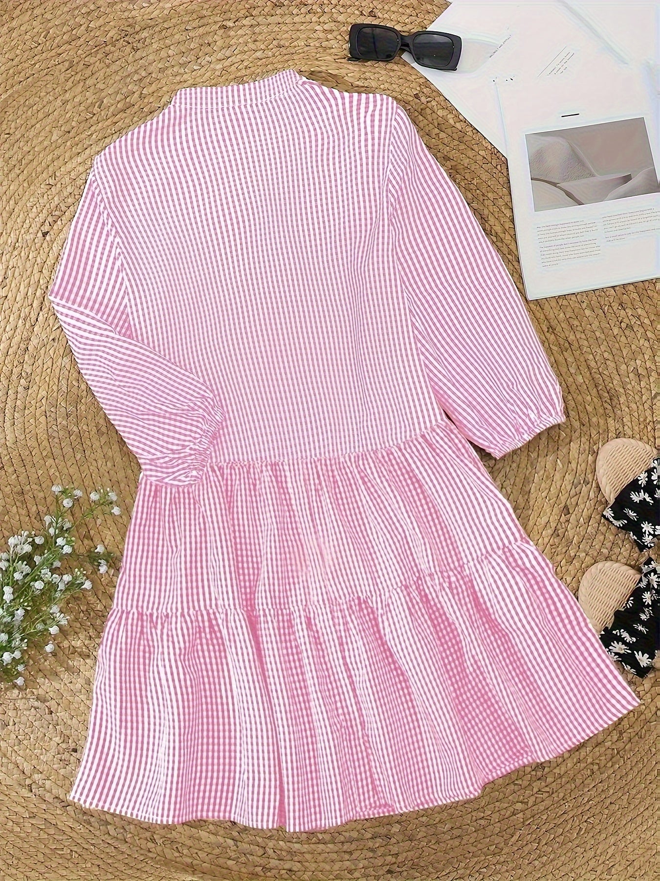Geruite Mini Jurk met V-hals voor Dames