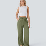 Zafeiria | Zwiewne Spodnie Wide Leg o Luźnym Kroju