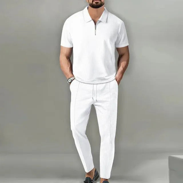 Damian | Męski zestaw polo i eleganckie spodnie na co dzień