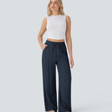 Zafeiria | Zwiewne Spodnie Wide Leg o Luźnym Kroju