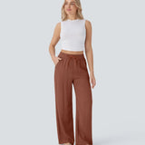 Zafeiria | Zwiewne Spodnie Wide Leg o Luźnym Kroju