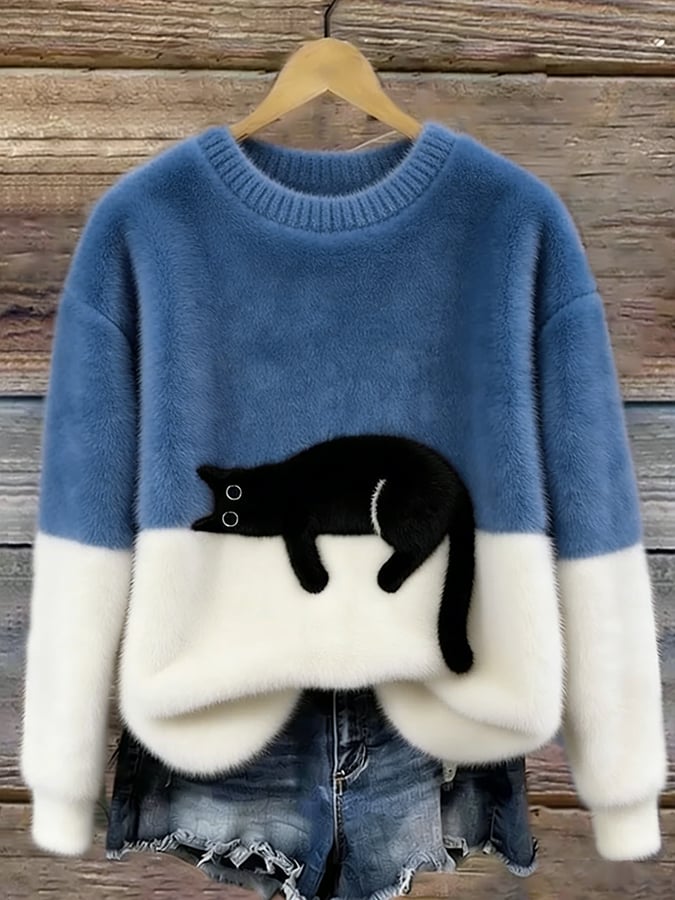 Luna | Damska Bluza z Grafiką Kota