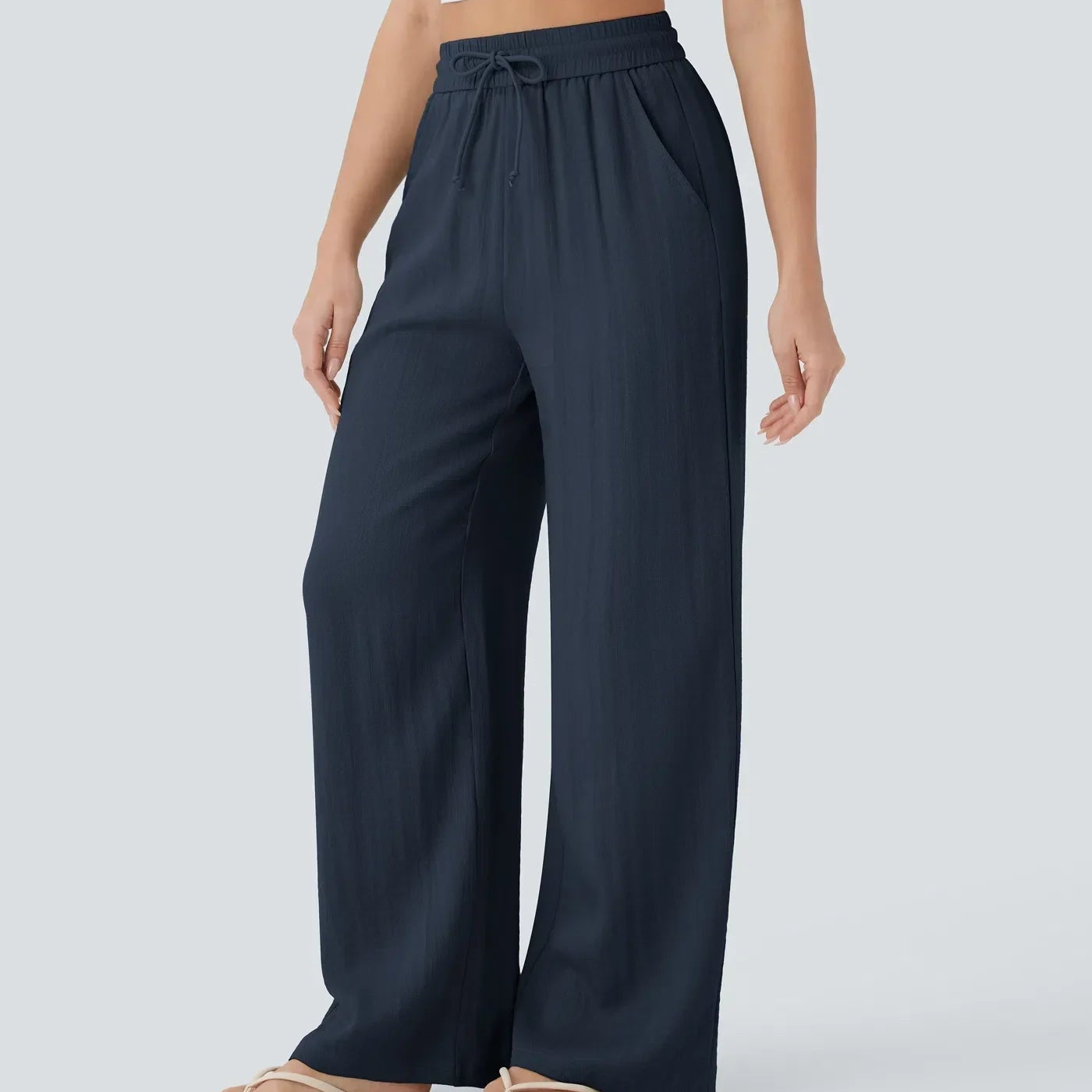 Zafeiria | Zwiewne Spodnie Wide Leg o Luźnym Kroju
