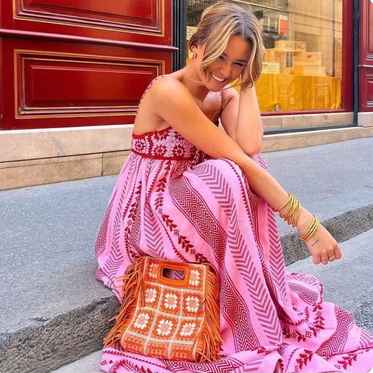 Marika | Zwiewna Sukienka Maxi Boho z Haftowanym Wzorem