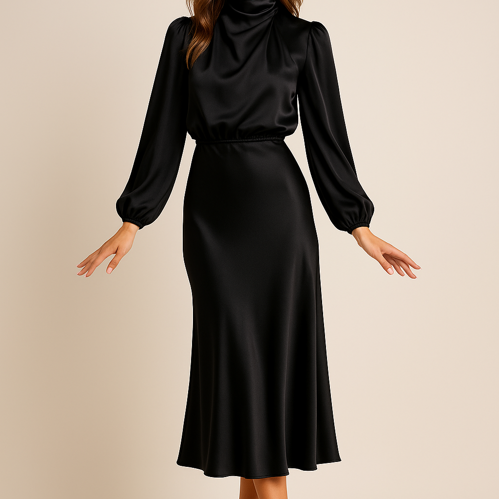 Seravelle | Elegancka Sukienka Midi z Golfem na Wesele i Przyjęcia