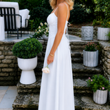 Valeria | Sukienka Maxi z Gorsetowym Wiązaniem i Odkrytymi Plecami