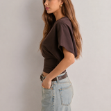 Celine | Oversize damski top z krótkim rękawem