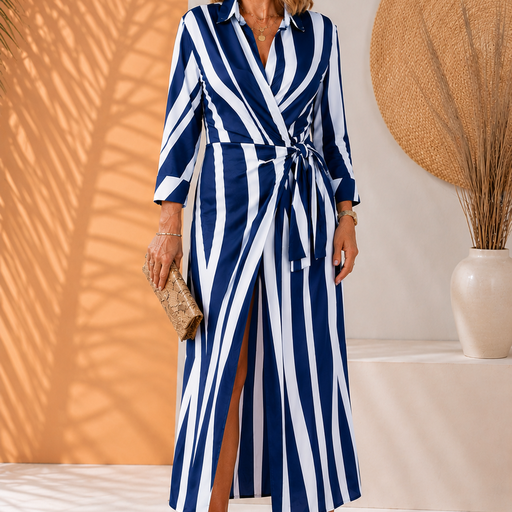 Hannah | Elegancka Sukienka Maxi z Wiązaniem