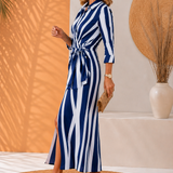 Hannah | Elegancka Sukienka Maxi z Wiązaniem