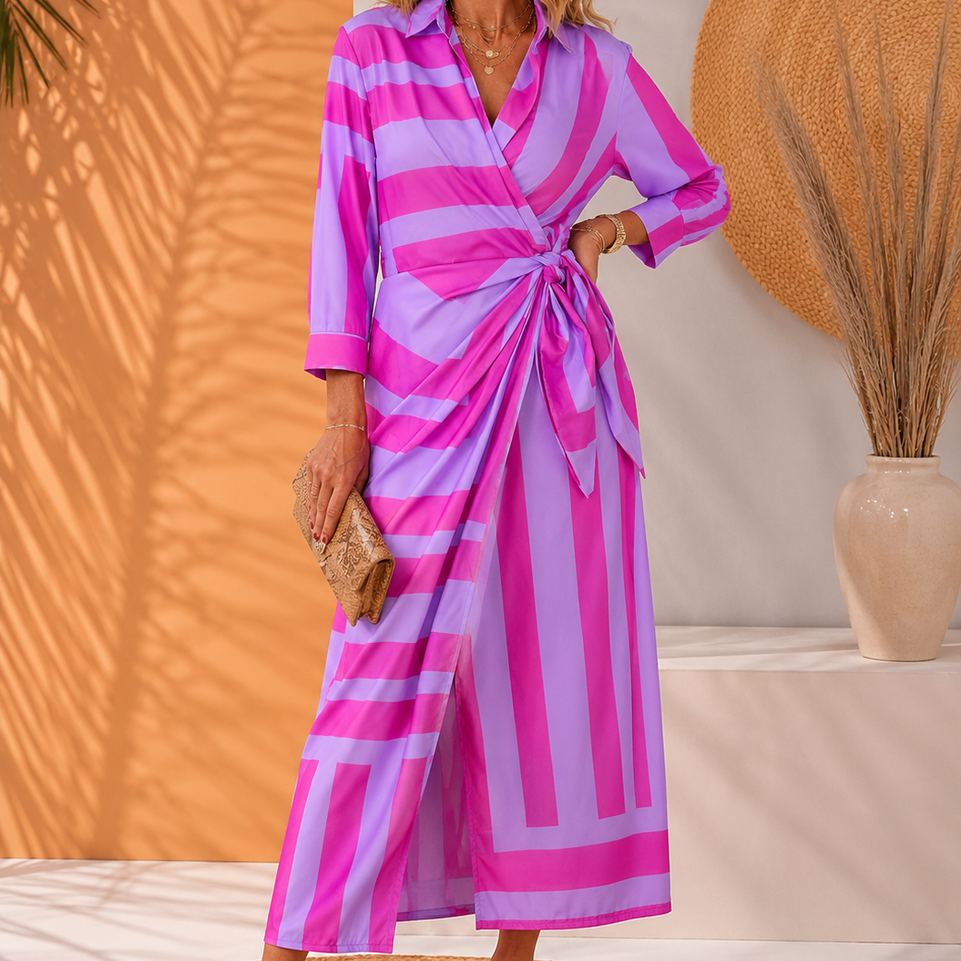 Hannah | Elegancka Sukienka Maxi z Wiązaniem