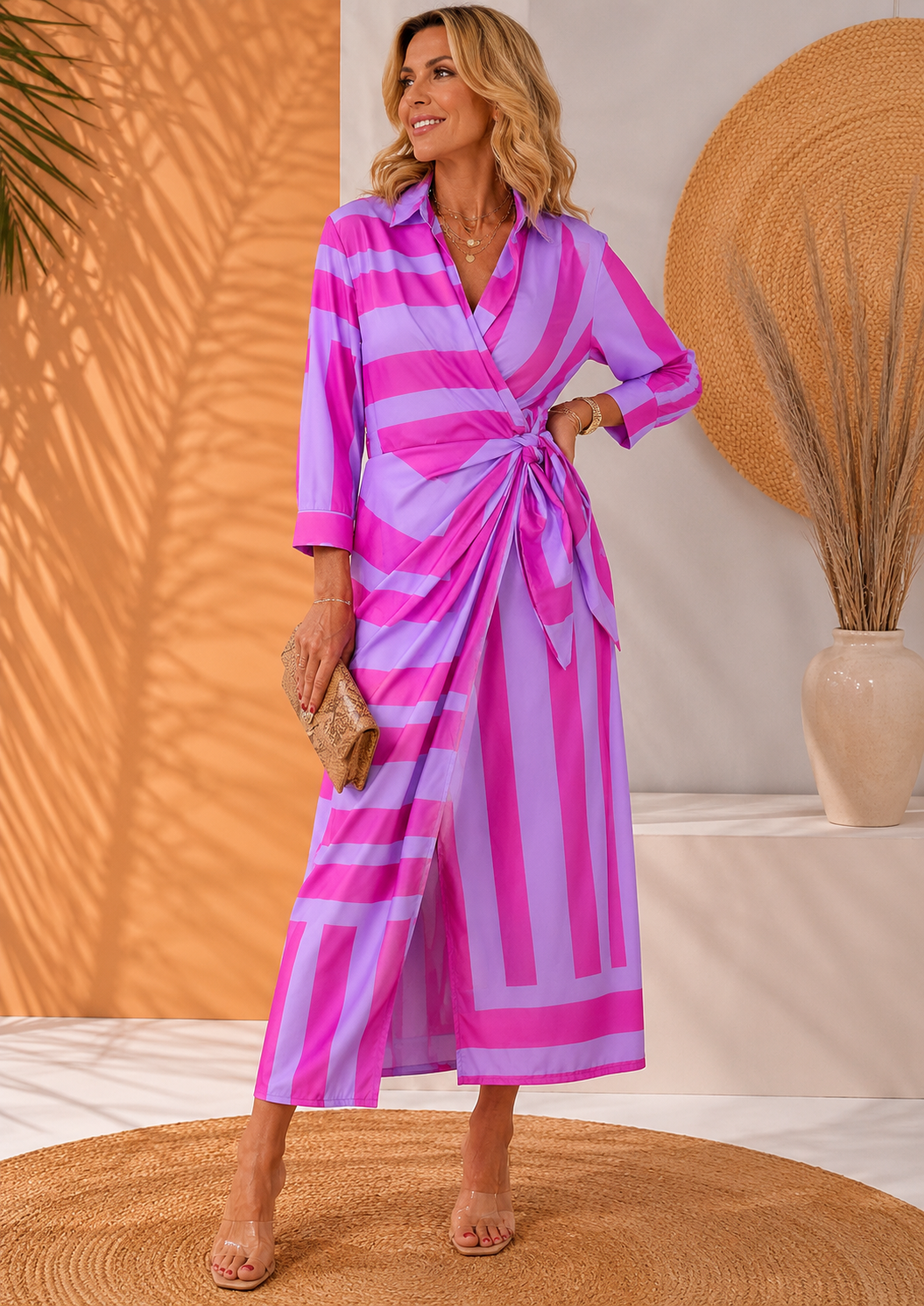 Hannah | Elegancka Sukienka Maxi z Wiązaniem