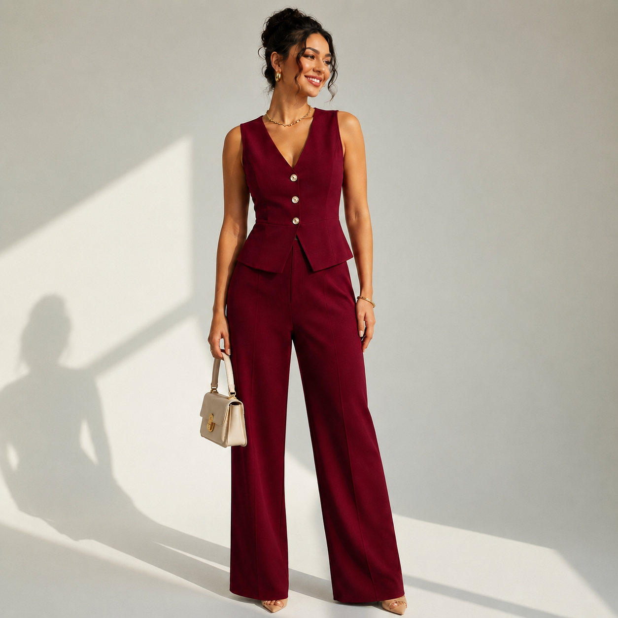 Valentina | Elegancki komplet kamizelki i spodni Wide Leg