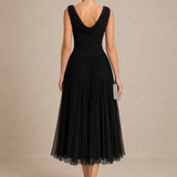 Natalia | Elegancka Sukienka Midi z Drapowanym Dekoltem