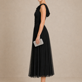 Natalia | Elegancka Sukienka Midi z Drapowanym Dekoltem