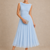 Natalia | Elegancka Sukienka Midi z Drapowanym Dekoltem
