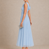 Natalia | Elegancka Sukienka Midi z Drapowanym Dekoltem
