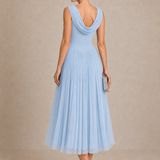 Natalia | Elegancka Sukienka Midi z Drapowanym Dekoltem