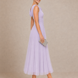 Natalia | Elegancka Sukienka Midi z Drapowanym Dekoltem