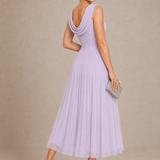 Natalia | Elegancka Sukienka Midi z Drapowanym Dekoltem