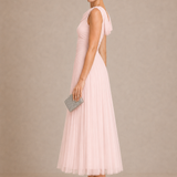 Natalia | Elegancka Sukienka Midi z Drapowanym Dekoltem