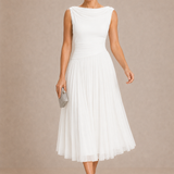 Natalia | Elegancka Sukienka Midi z Drapowanym Dekoltem