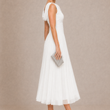 Natalia | Elegancka Sukienka Midi z Drapowanym Dekoltem