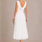 Natalia | Elegancka Sukienka Midi z Drapowanym Dekoltem