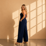 Lunara | Elegancki Kombinezon Bandeau z Szerokimi Nogawkami