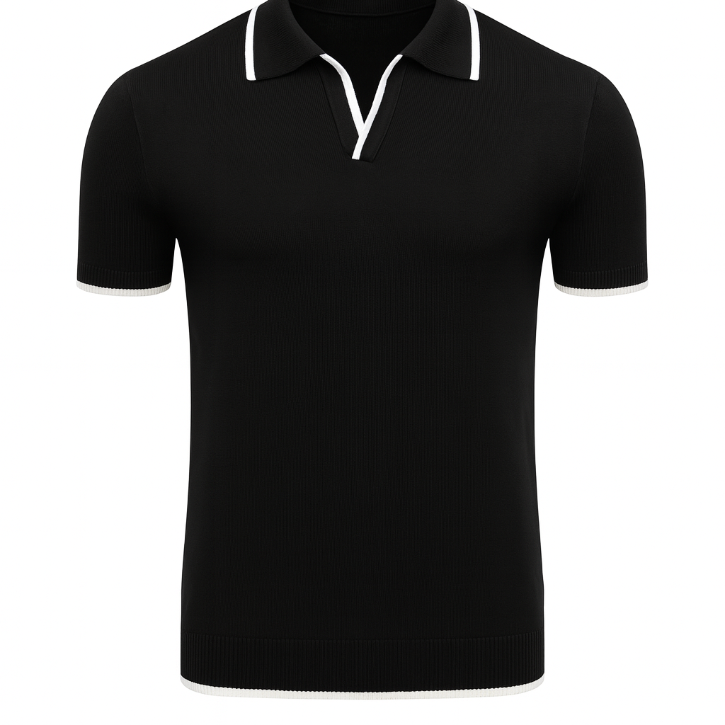 Męska Koszulka Polo z Kontrastowymi Detalami | Krótki Rękaw | Elegancki Codzienny Styl