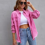 Alveria | Damska oversize jeansowa kurtka z efektem vintage
