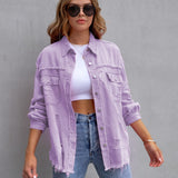 Alveria | Damska oversize jeansowa kurtka z efektem vintage