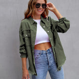 Alveria | Damska oversize jeansowa kurtka z efektem vintage