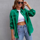 Alveria | Damska oversize jeansowa kurtka z efektem vintage
