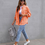 Alveria | Damska oversize jeansowa kurtka z efektem vintage