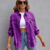 Alveria | Damska oversize jeansowa kurtka z efektem vintage