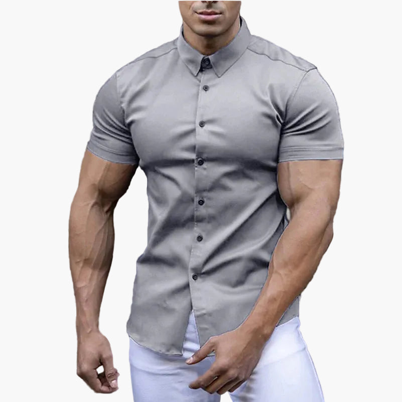 Michał | Męska koszula slim fit z krótkim rękawem – nowoczesny t-shirt na czas wolny i do biura