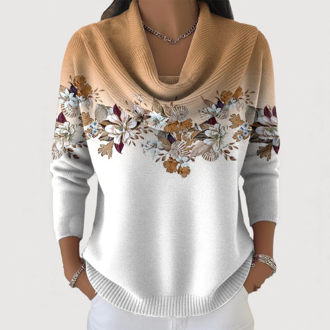 Alora | Kwiatowy sweter z miękkim dekoltem